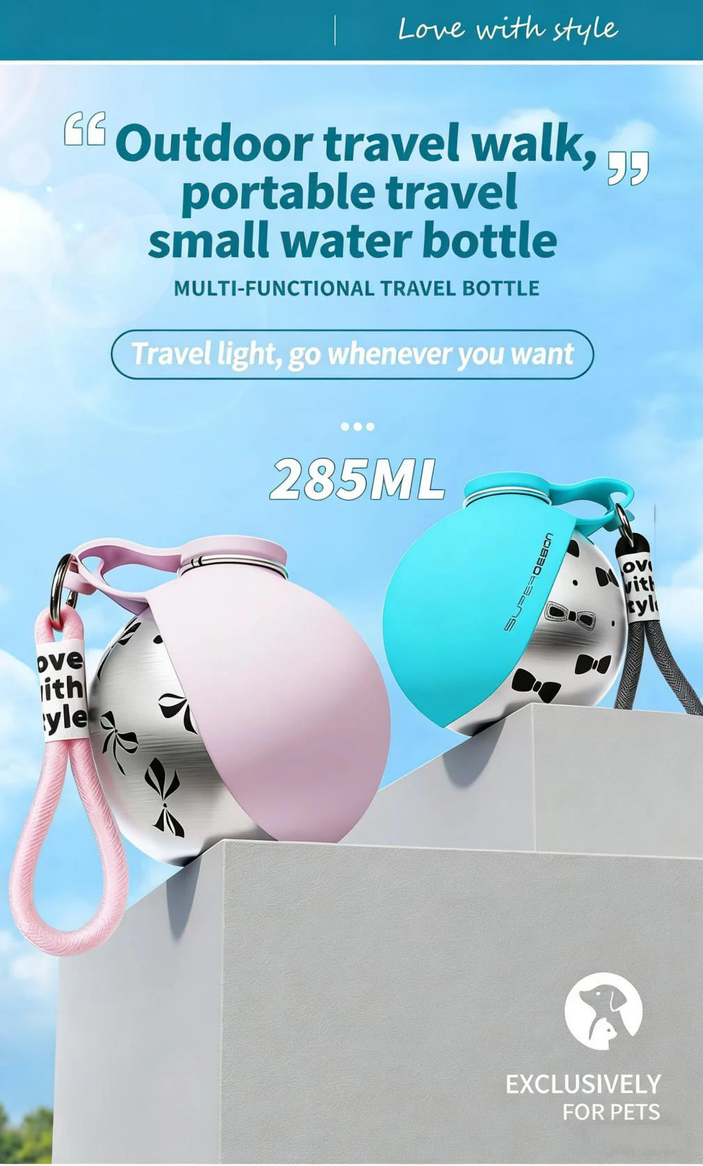 Botella de Agua Portatil para Perros - Bebedero Plegable Antigoteo con Filtro