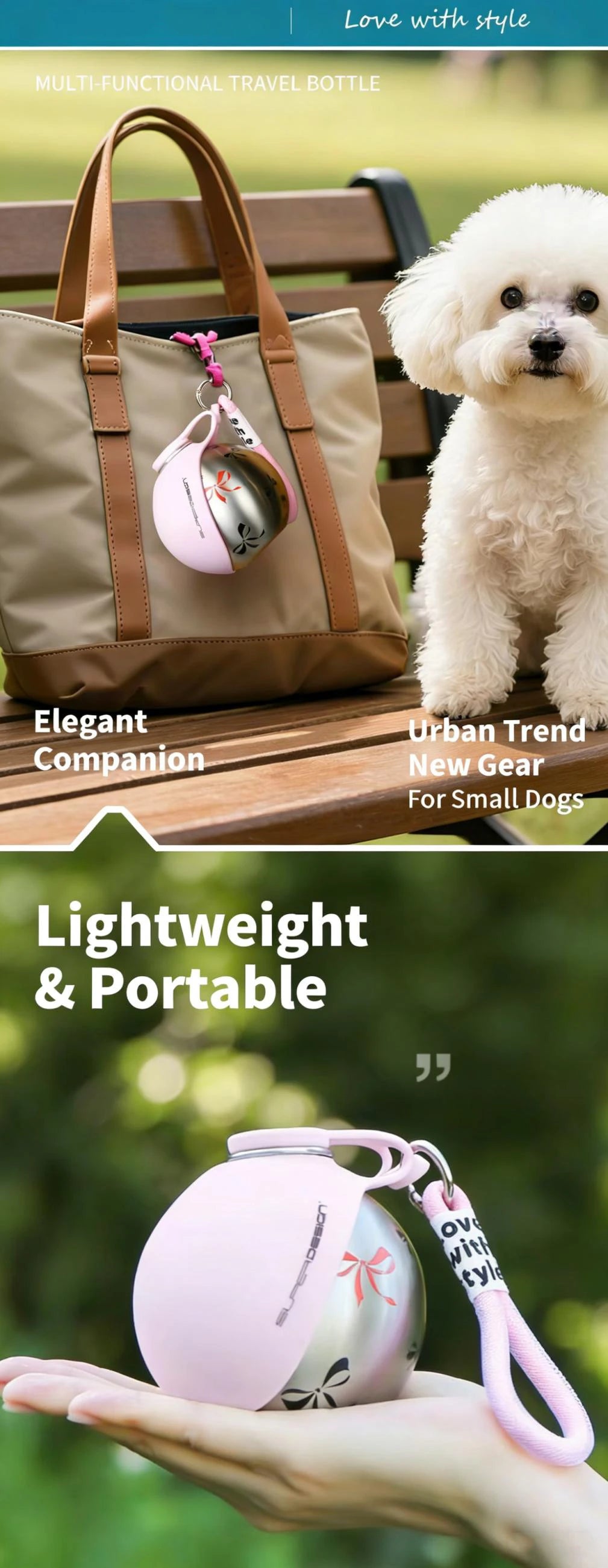 Botella de Agua Portatil para Perros - Bebedero Plegable Antigoteo con Filtro