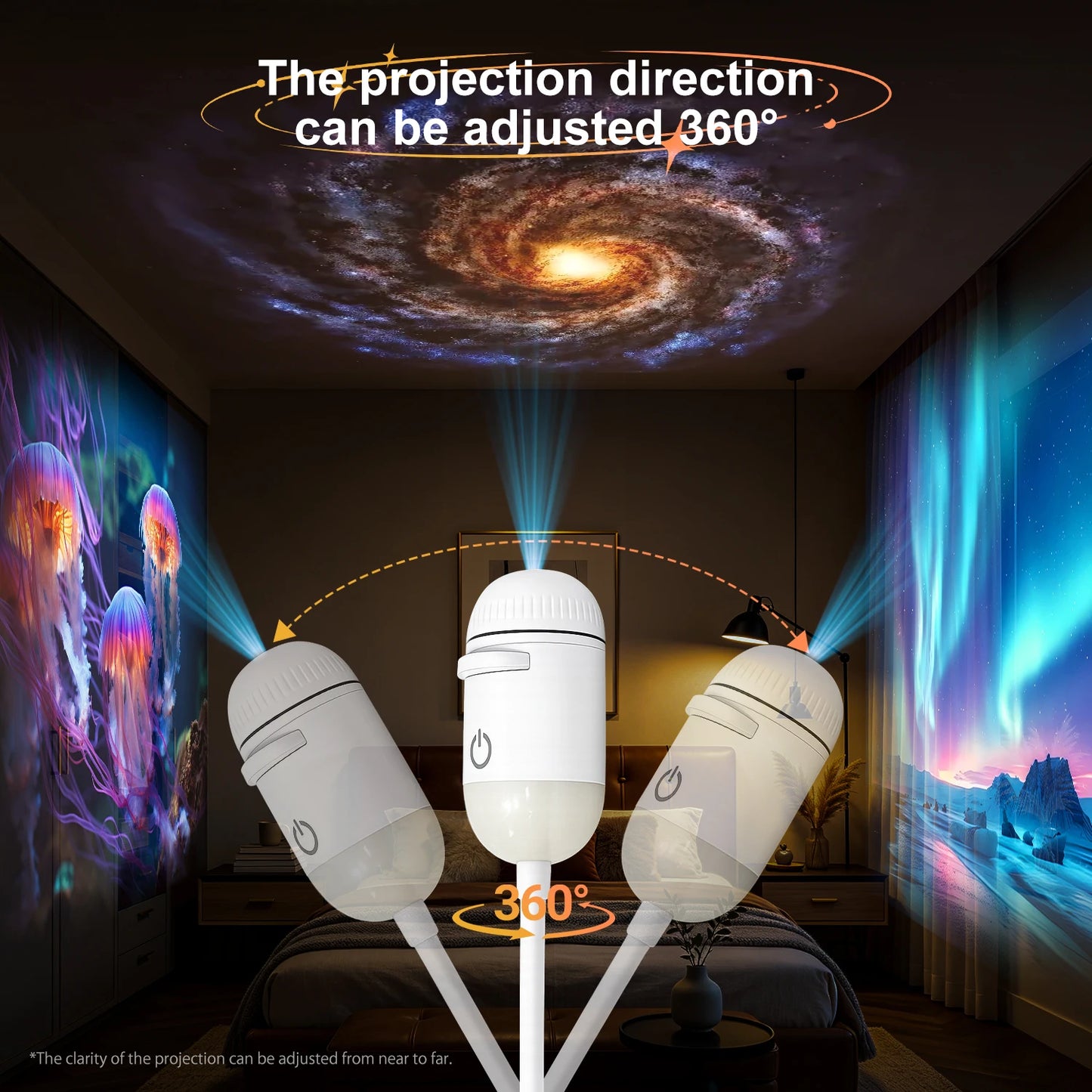 Proyector de Estrellas Galaxy Projector - Lampara Nocturna LED 2 en 1 con Enfoque Ajustable