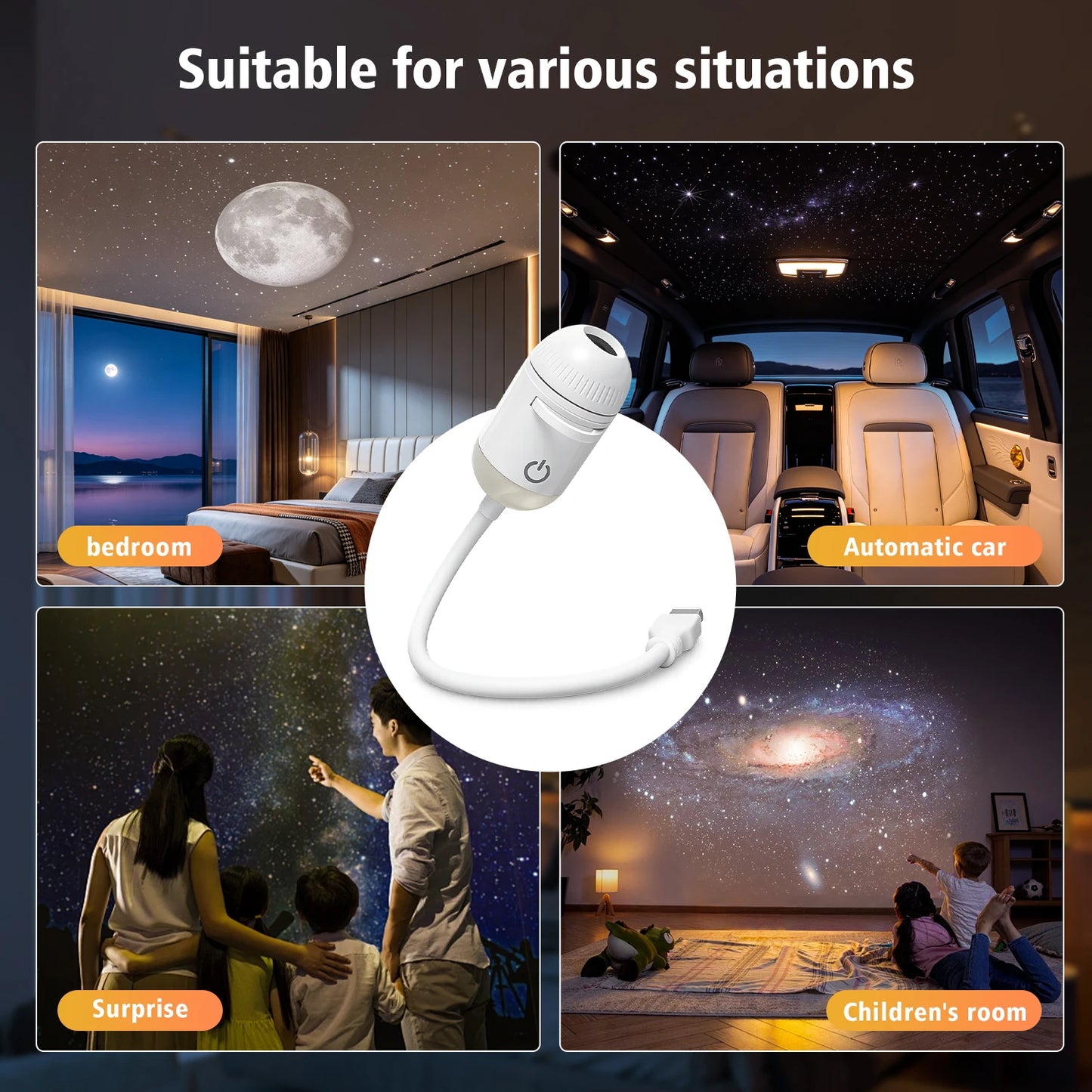 Proyector de Estrellas Galaxy Projector - Lampara Nocturna LED 2 en 1 con Enfoque Ajustable