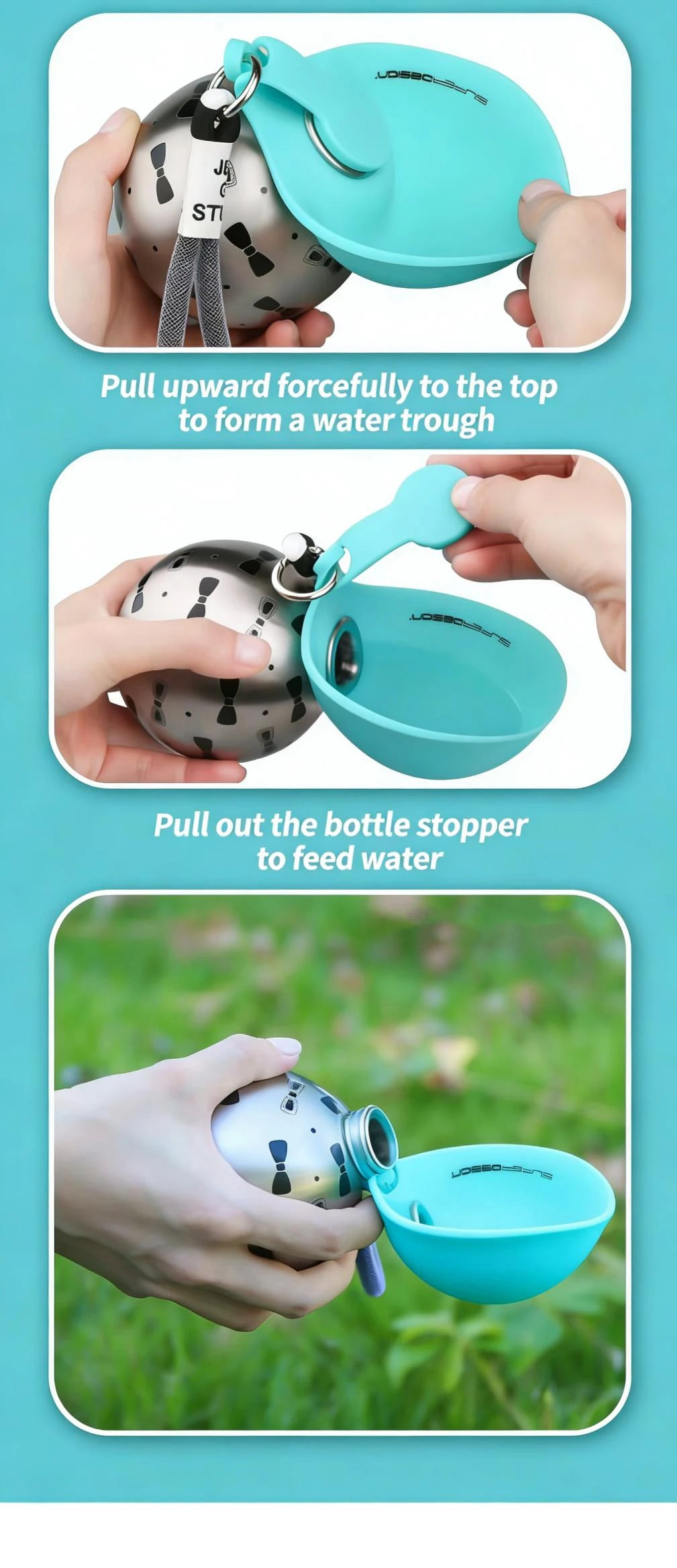 Botella de Agua Portatil para Perros - Bebedero Plegable Antigoteo con Filtro