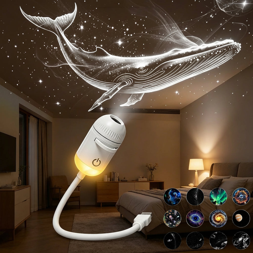 Proyector de Estrellas Galaxy Projector - Lampara Nocturna LED 2 en 1 con Enfoque Ajustable