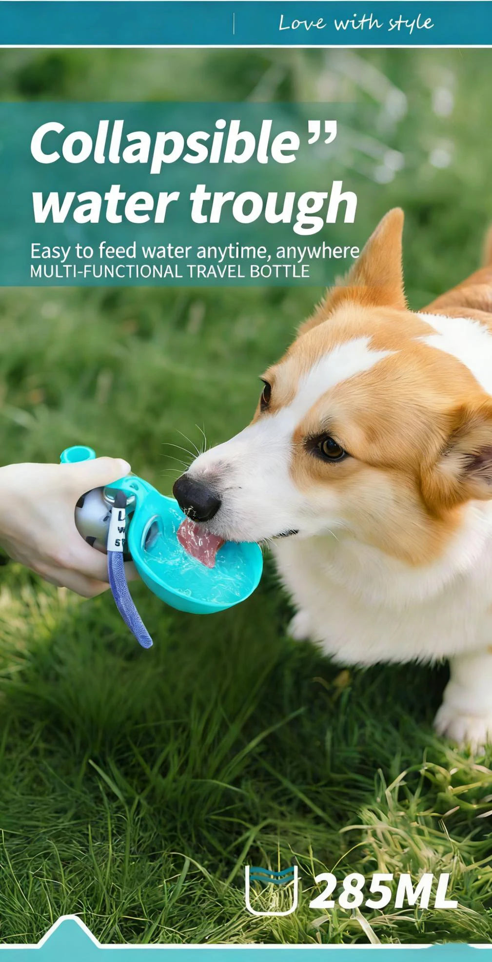 Botella de Agua Portatil para Perros - Bebedero Plegable Antigoteo con Filtro