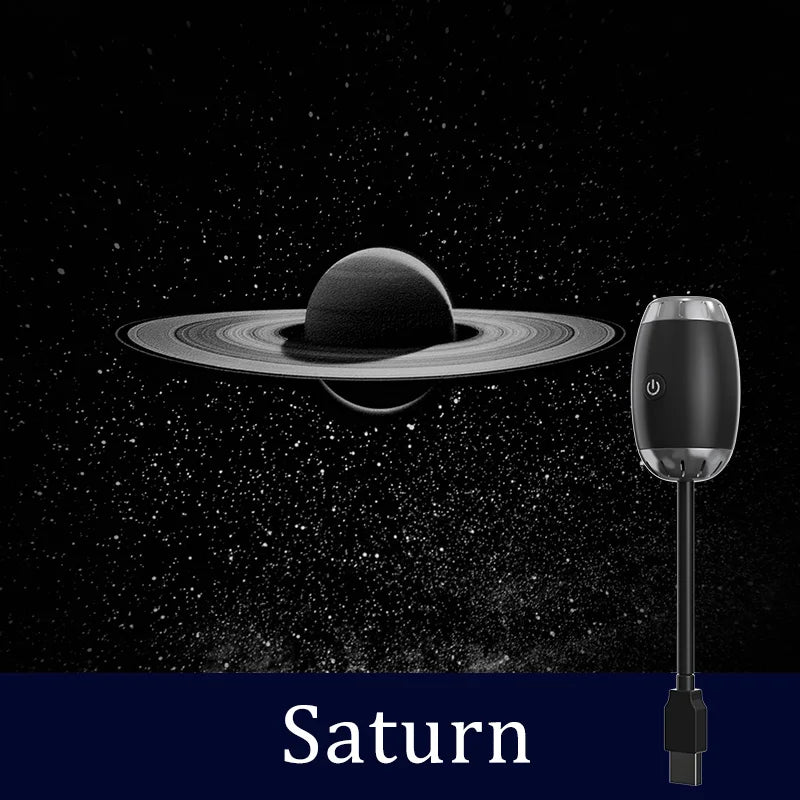 USB proyector galaxia luz nocturna luz de ambiente para coche, luces LED de estrellas para dormitorio, lámpara decorativa para fiestas, hogar y gaming, Saturno
