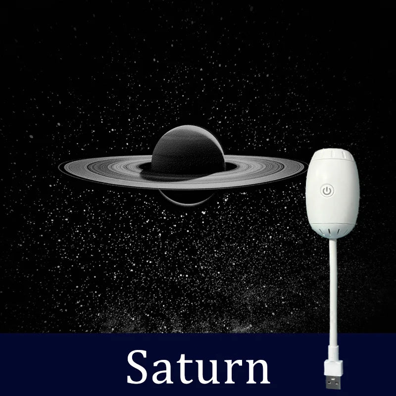 USB proyector galaxia luz nocturna luz de ambiente para coche, luces LED de estrellas para dormitorio, lámpara decorativa para fiestas, hogar y gaming, Saturno